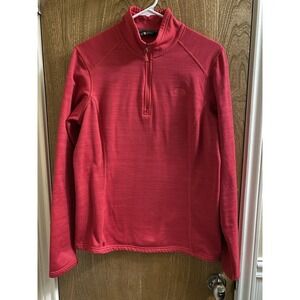 The North Face Women's 1/4 Zip Pullover Fleece Lined Sweatshirt Pink Stripe Sz L
